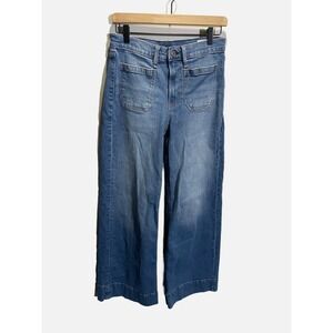 Gap High Rise Stride Jeans Womens 26 2R Blue Patch Pocket Wide Leg Denim Casual